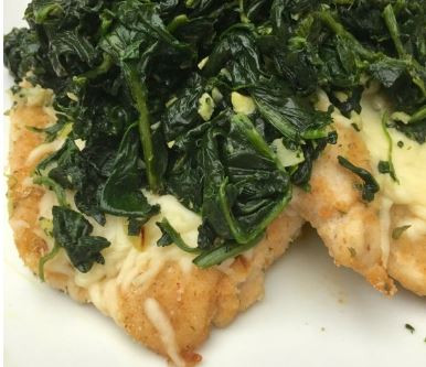 Mozzarella Chicken with Garlic Spinach | MyPlate